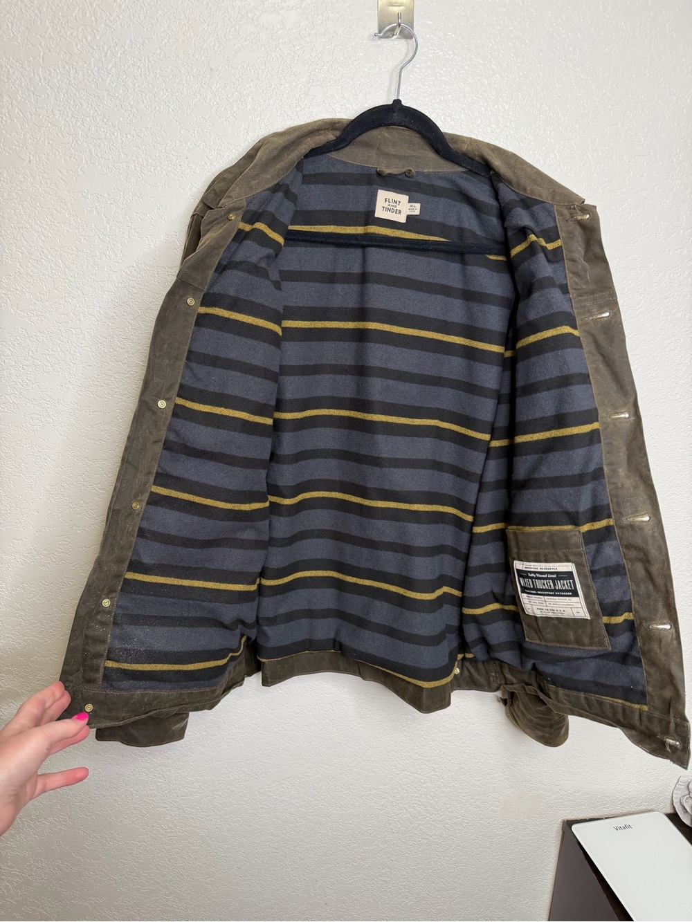 Flint And Tinder Waxed Trucker Jacket Fleeced Lined Forest Green Mens Sz XL - Picture 7 of 13